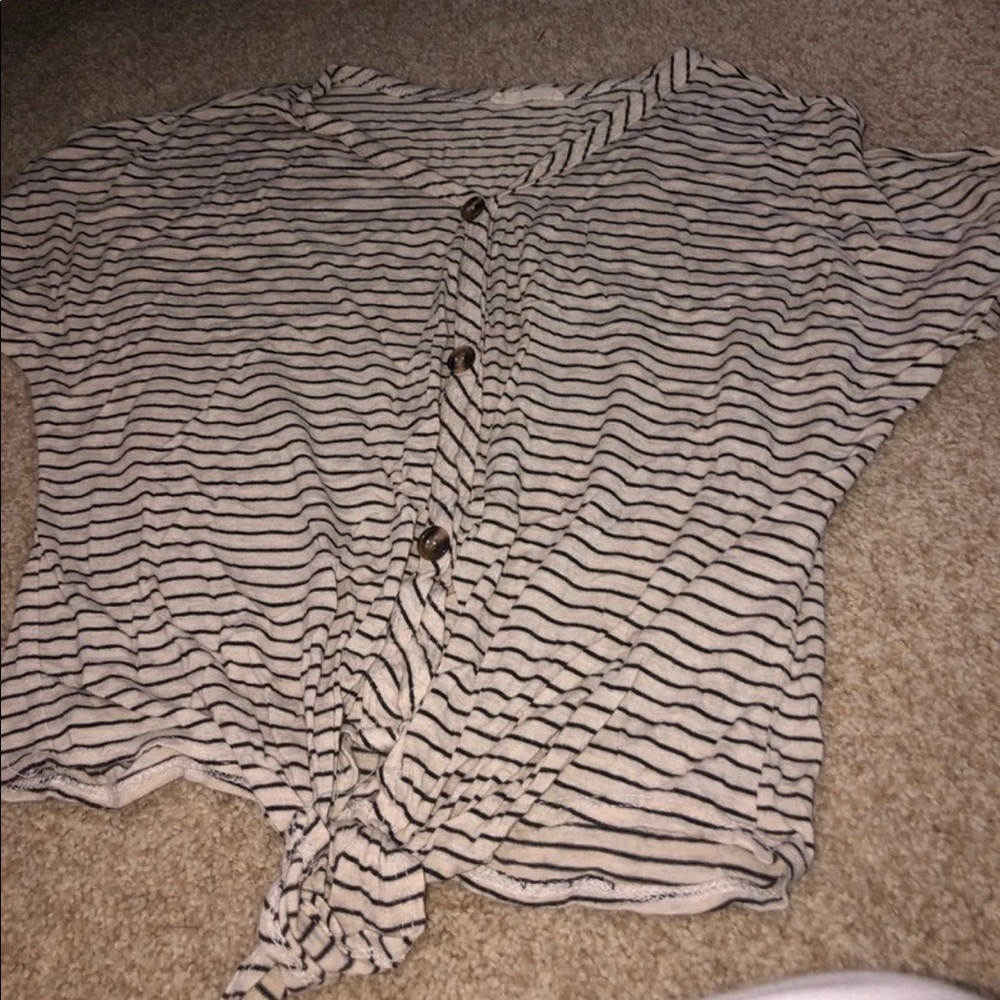 striped button down top